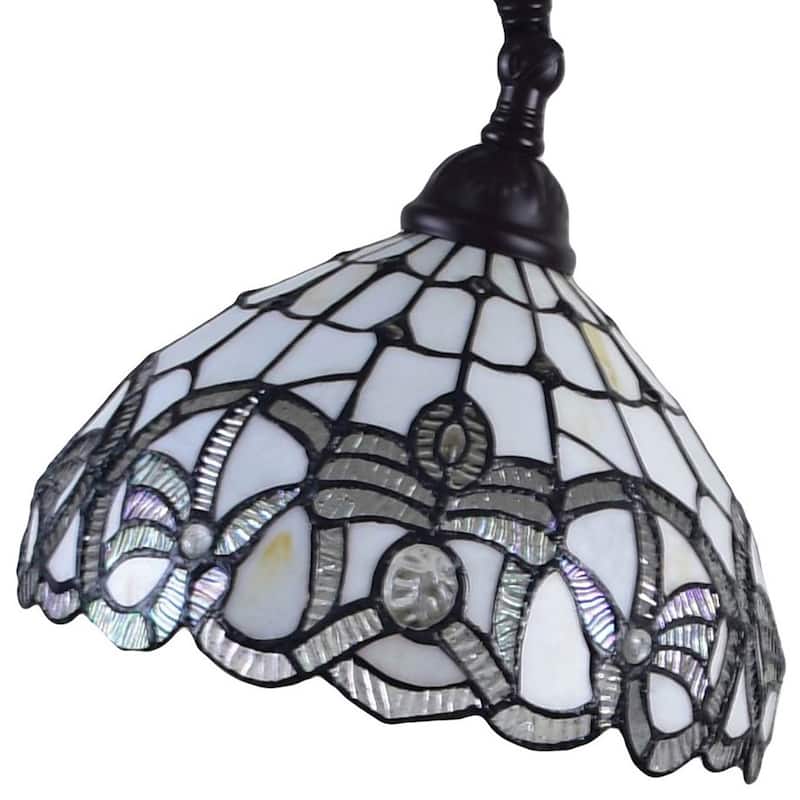 Tiffany Style Floor Lamp Arched 62" Tall Stained Glass White Mahogany Bedroom Living Room Reading Gift Amora Lighting