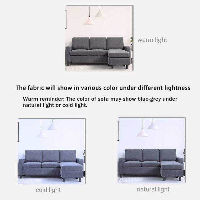 Futzca Modern L-shaped Convertible Sectional Sofa w/ Reversible Chaise