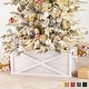 Christmas Tree Skirts and Collars that Match Pre-Lit LED 5ft Snow Flocked Artificial Christmas Tree with Red Berries and Metal Pot - 60" H x 25.5" W x 25.5" D