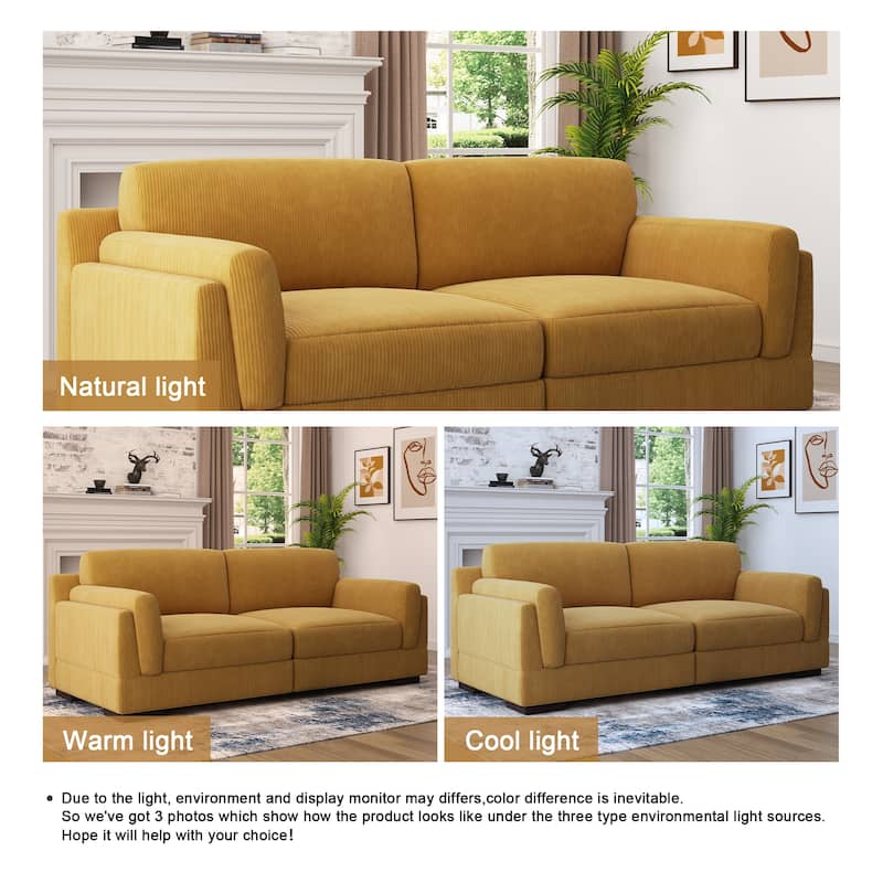 Modern 2 Seater Corduroy Arm Loveseat Sofa