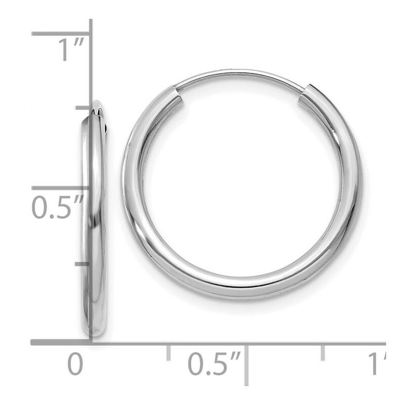 Curata 14k White Gold Polished Endless Hoop Earrings - 17x17mm