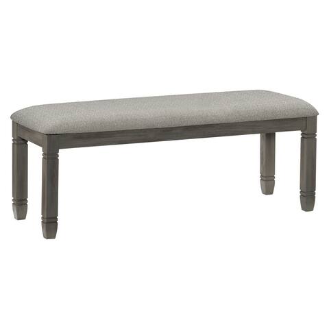 Global Pronex Wood Frame Dining Bench 1pc Antique Gray Finish Frame With Neutral Tone Gray Fabric Seat