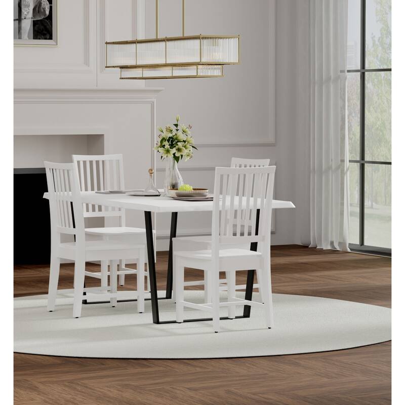 Solid Hand Finished Dining Chair with Backrest - 39" - White