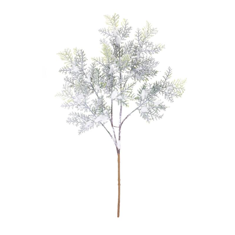 Flocked Cedar Branch (Set of 12) - Green