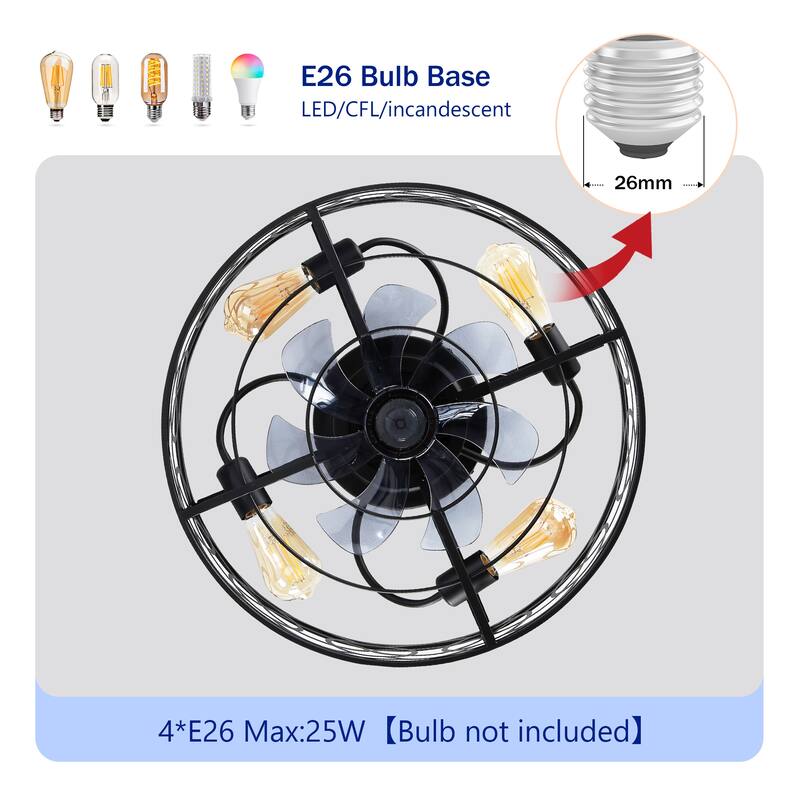 20Inch Ceiling Fans with Remote Control,6 Speed Reversible Flush Mount Low Profile Rustic - N/A
