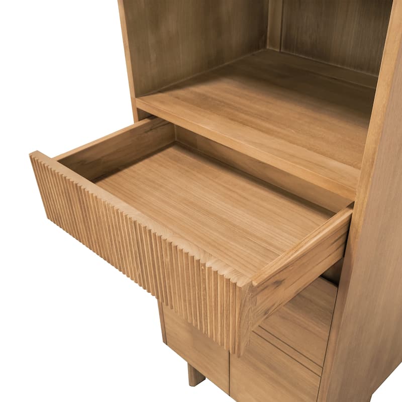 Avanity Kayla 20 in. Natural Teak Freestanding Linen Cabinet - 20"W x 15.7"D x 68.7"H