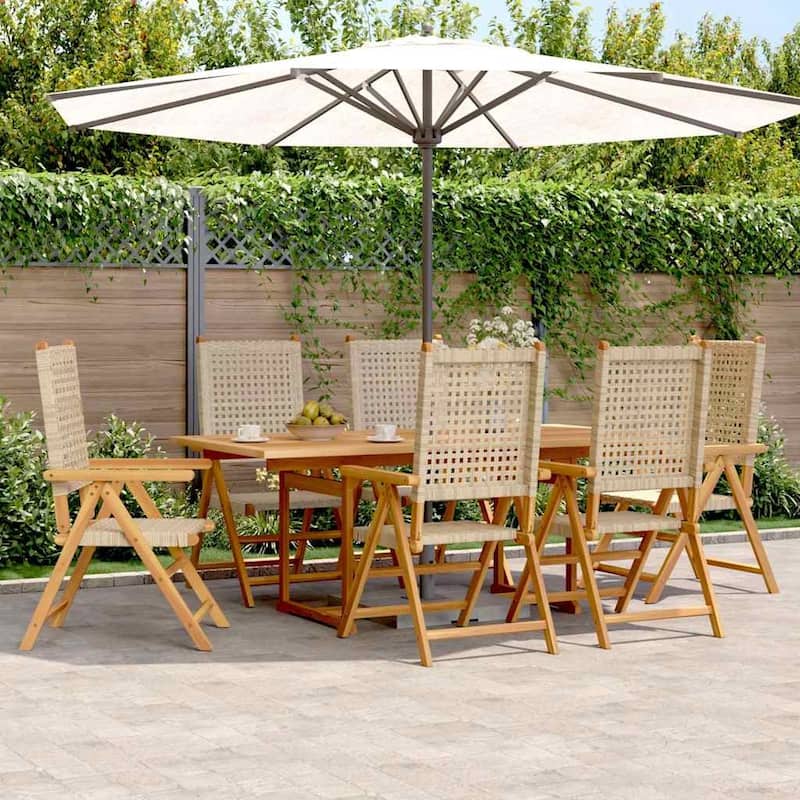 vidaXL Garden Dining Set Beige Solid Acacia wood, PE rattan Medium - 24.4 x 24.4 x 27.8