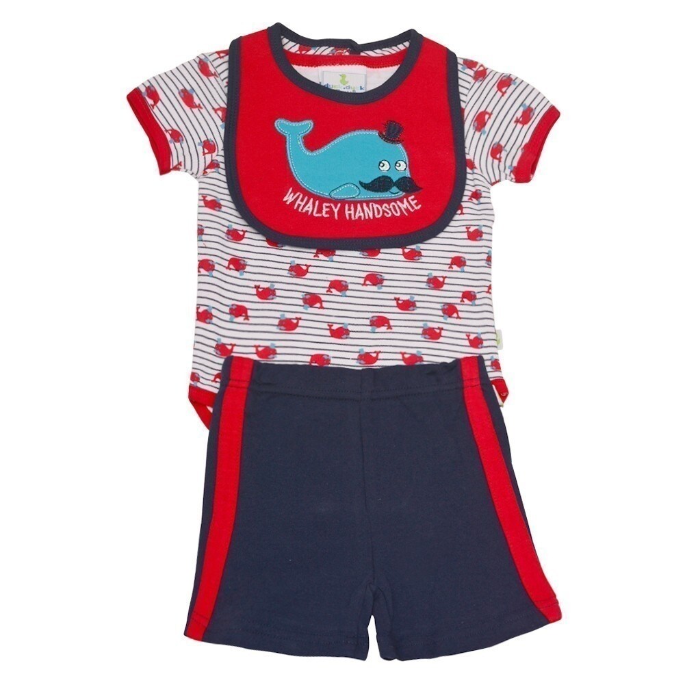 Shop Duck Duck Goose Baby Boys Red Whale Print Bodysuit Bib 3 Pc