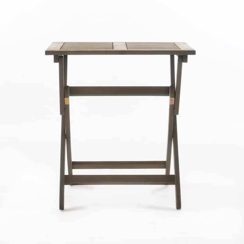 Remi 3pc Outdoor Foldable Dining Table Set, 2 Chairs, Gray Acacia Wood