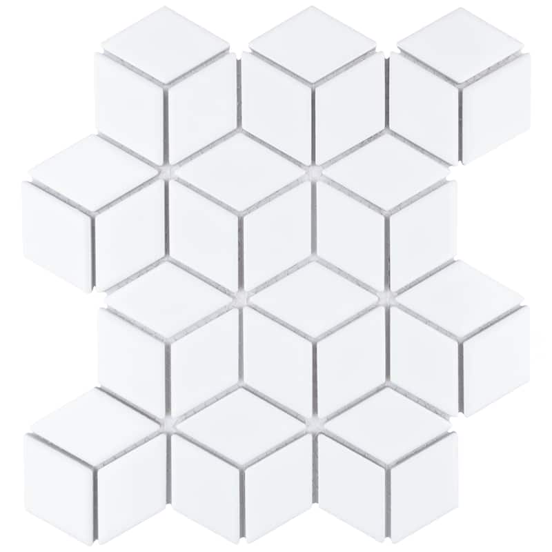 Merola Tile Hudson Rhombus Glossy White 10-1/4" x 11-3/4" Porcelain Floor and Wall Tile