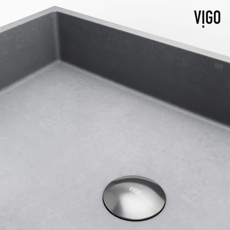 Vigo VGT2093 Orvieto Gothic 24" Rectangular Concrete Vessel Bathroom