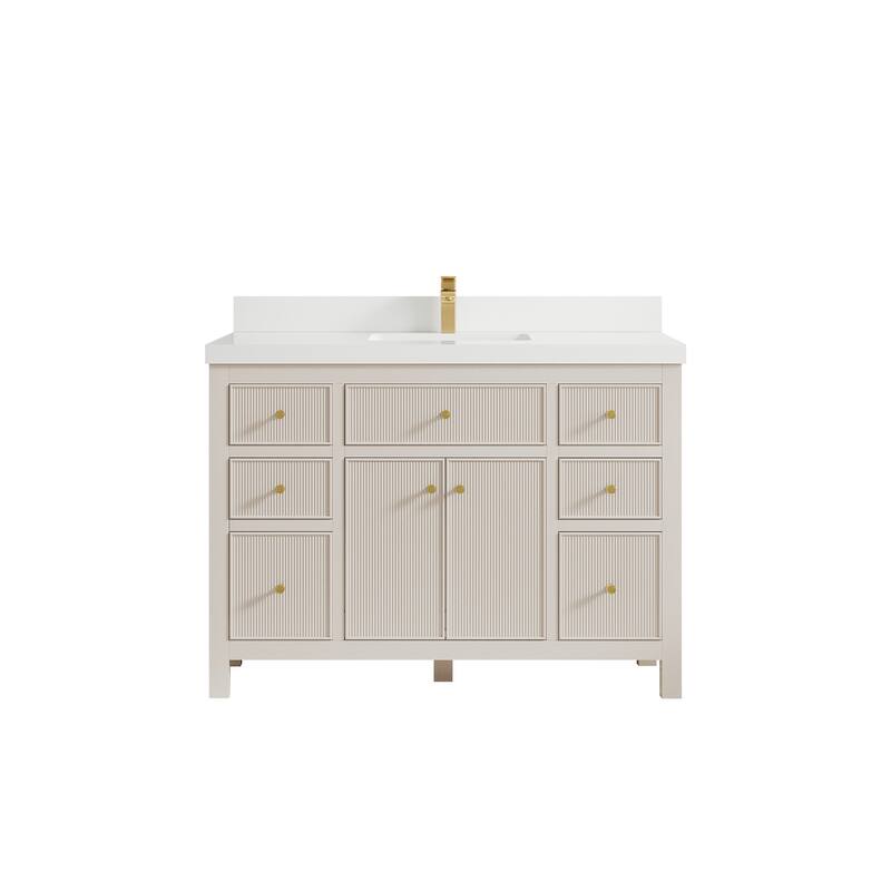 Willow Collections 48 in W x 22 in D Sonoma Free Standing Reeded Single Sink Bathroom Vanity with Countertop