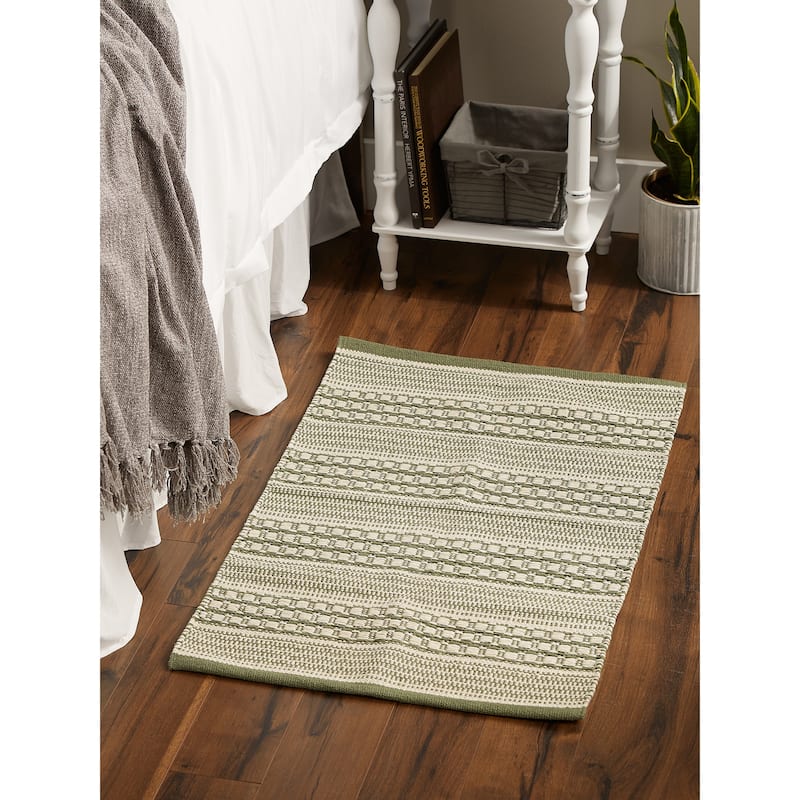 DII Stone Dobby Stripe Hand-Loomed Rug 2ft 6inx6 Ft - 36.0 In. L X 24.0 In. W X 0.2 In. H