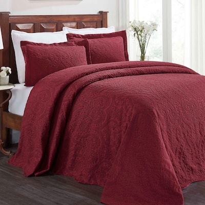 Superior Aspen Jacquard Floral Scalloped Edges Cotton Blend Bedspread Set