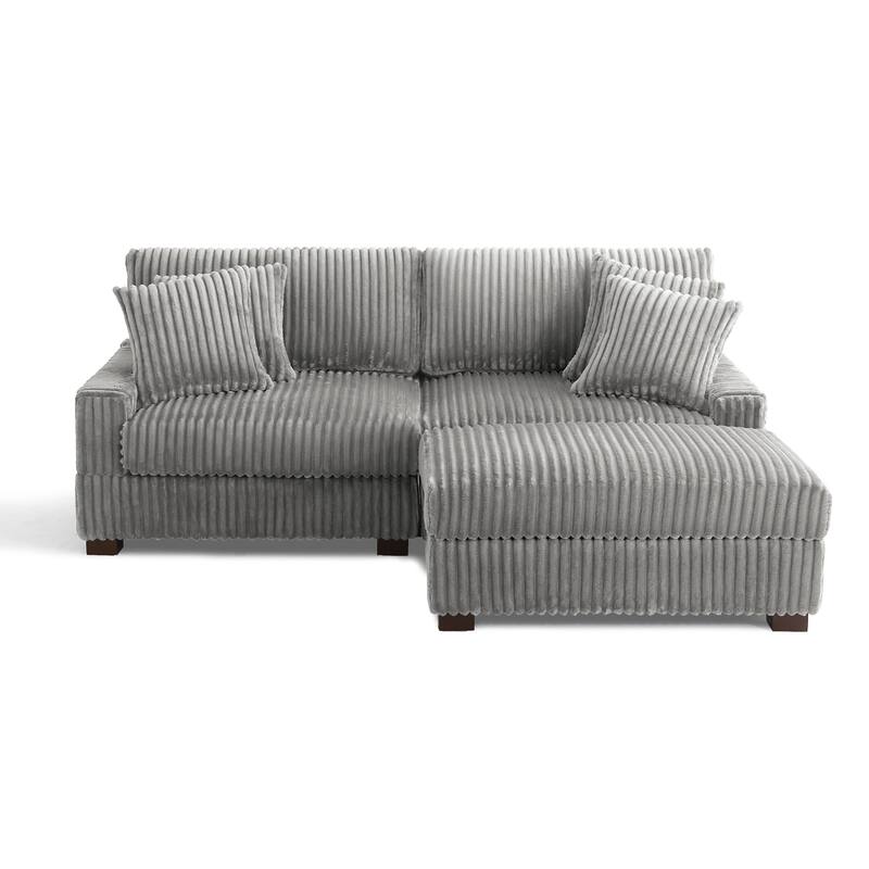 Plush Corduroy Modular Sectional Sofa Comfy Couch