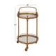 preview thumbnail 6 of 5, Brass Metal Rolling 2 Mirrored Shelves Bar Cart with Wheels and Handle