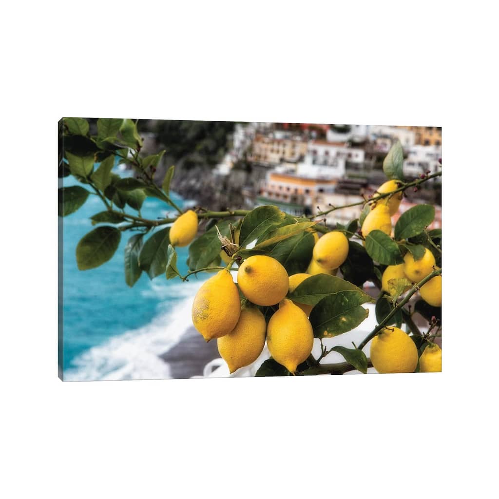 iCanvas "Close Up View of a Lemon Tree with Fruit, Positano, Amalfi Coast, Campania, Italy" by George Oze Canvas Print