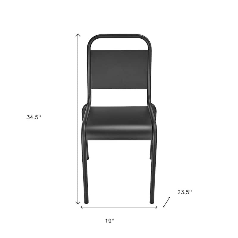 Set of Two Black Aluminum Outdoor Stacking Dining Chairs