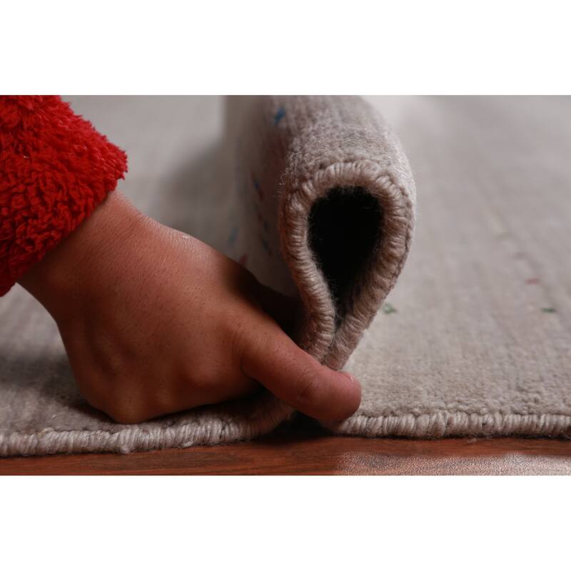 Gabbeh Indian Area Rug Handmade Beige Wool Carpet - 9'0" x 11'5"