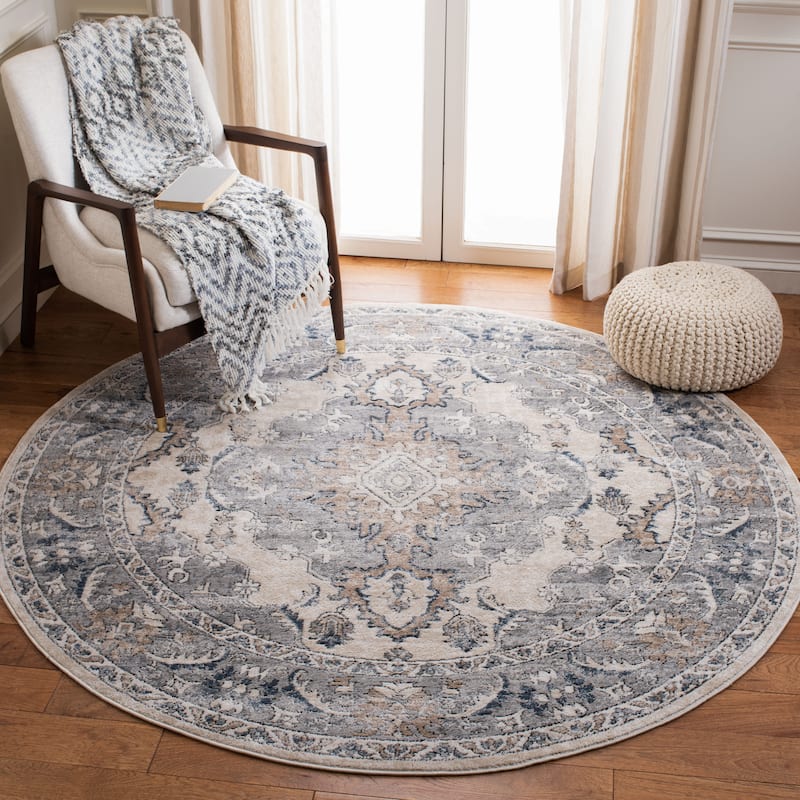 Martha Stewart by SAFAVIEH Hikariko Vintage Rug - 6'7" Round - Beige/Grey