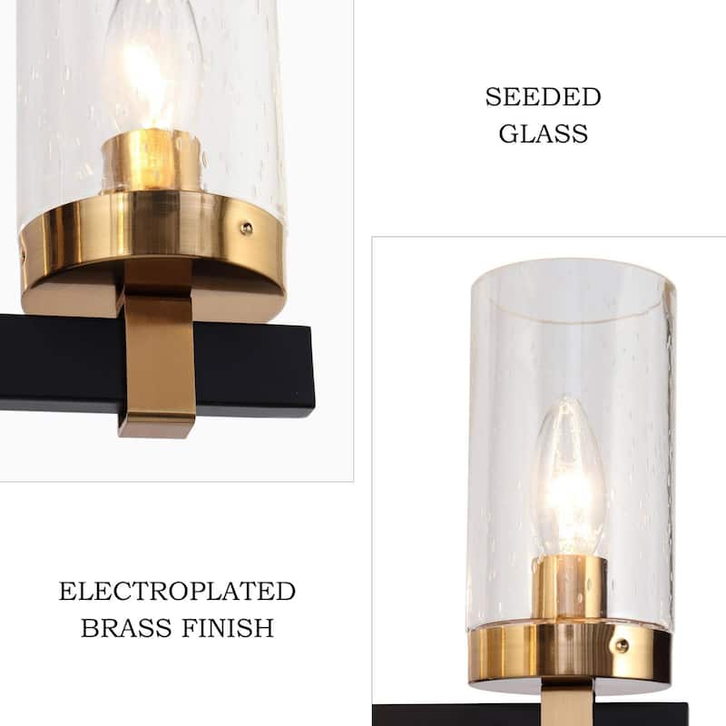 Yilia Modern 5-Light Black Gold Chandelier Glass Pendant Lights for Dining Room - 22" D x 15" H