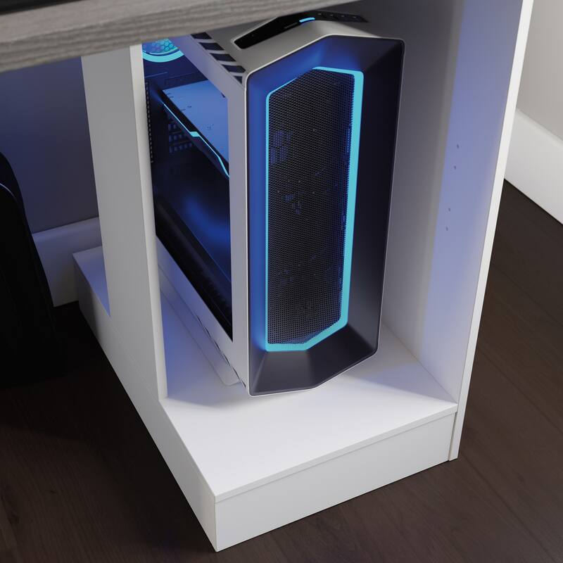 Engineered Wood Traditional Gaming Desk with 2 Drawers, White