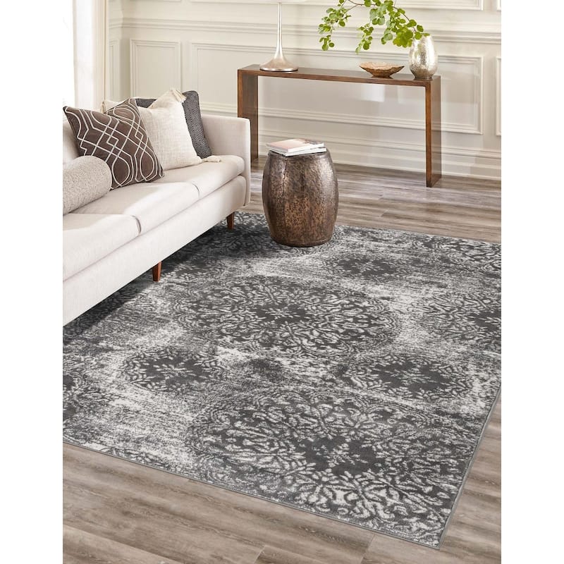 Transitional Fredo Collection Area Rug - 8' Square - Gray
