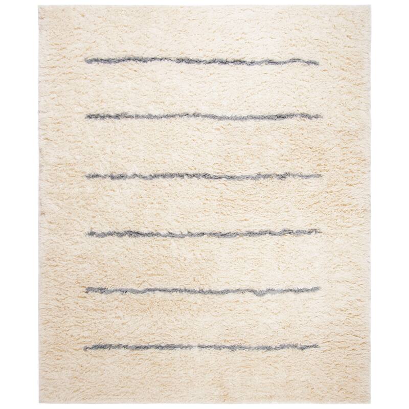 SAFAVIEH Hand-knotted Kenya Henriette Southwestern Tribal Wool Rug - 9' x 12' - Ivory/Grey