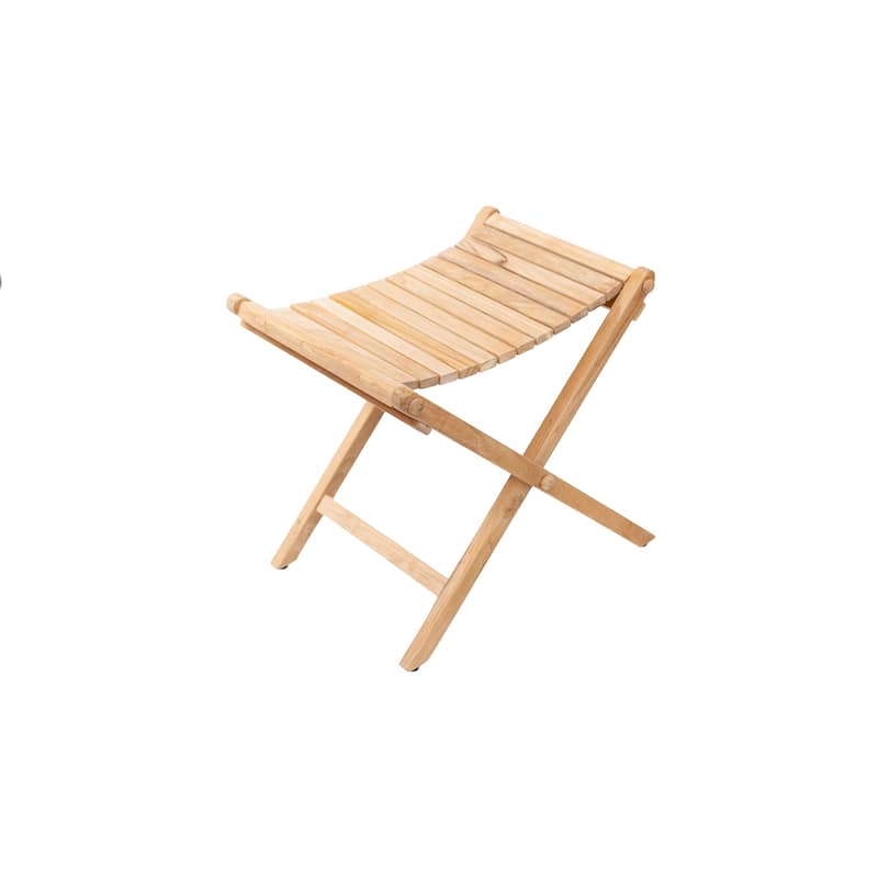 Nordic Style Teak Folding String Seat - Beige