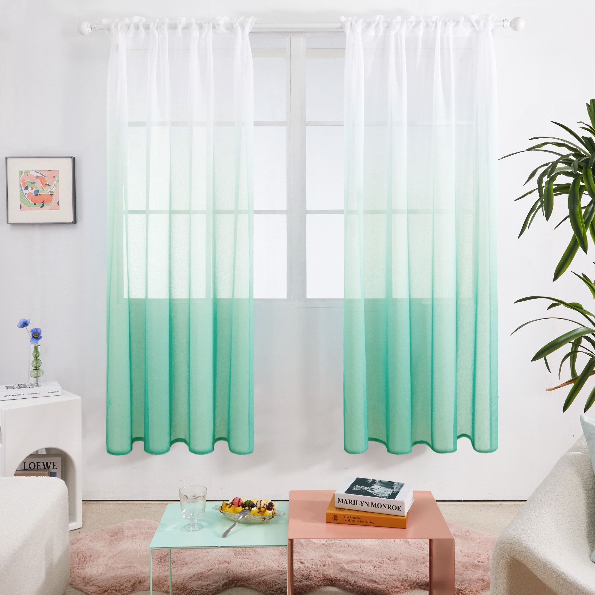 Deconovo Ombre Sheer Curtain Panel Pair(2 Panel)