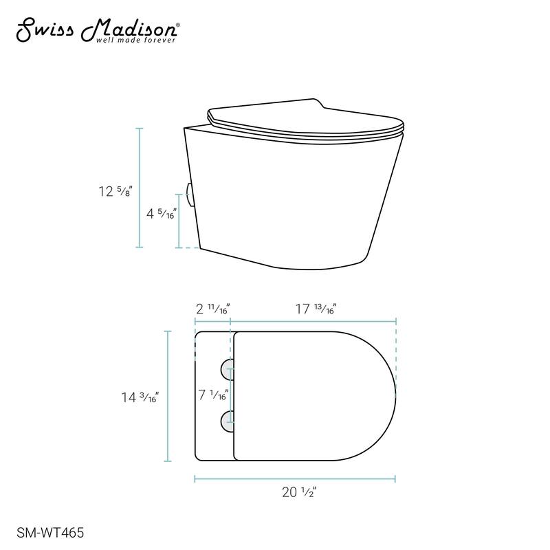 Swiss Madison Well Made Forever - Lucerne Wall-Hung Round Toilet Bundle, Glossy White - 24" x 19.3" 19.7"