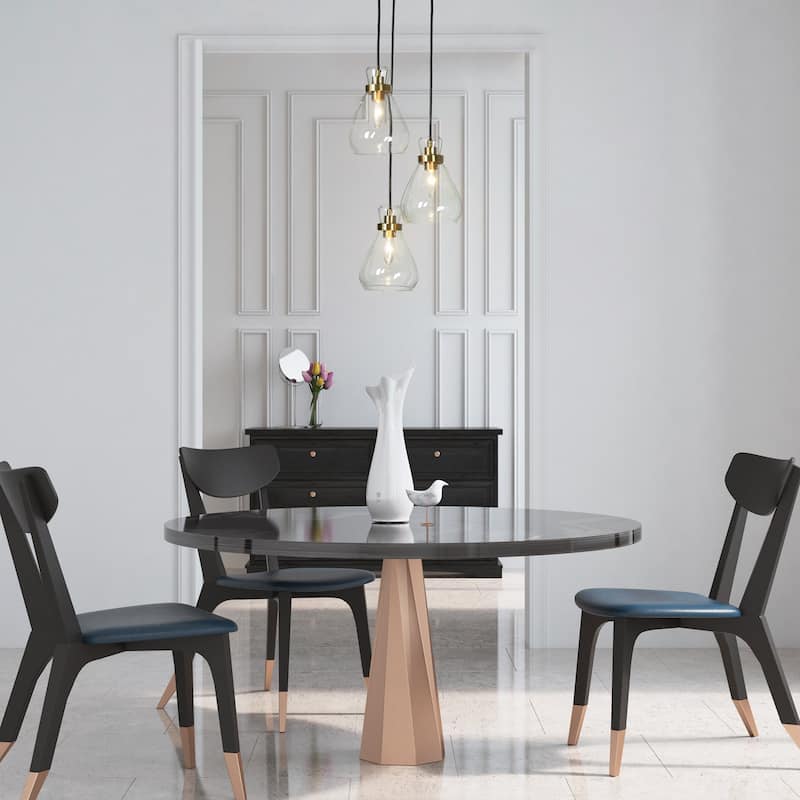 Modern Contemporary Gold Flush Mount Ceiling Light 3-light Cluster Pendant Long Drop Stairwell - Polished Brass - D16" x H68.5''