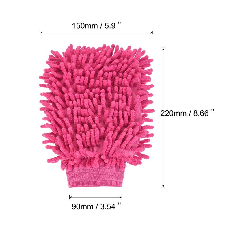 Microfiber Soft Chenille Wash Mitten Dusting Glove for House Cleaning - Pink