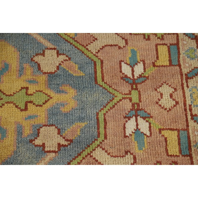 Hand Knotted Oriental 100% Wool Carpet Traditional Medallion Oranges & Rust Heriz (serapi) Area Rug - 11' 10'' X 9' 0''