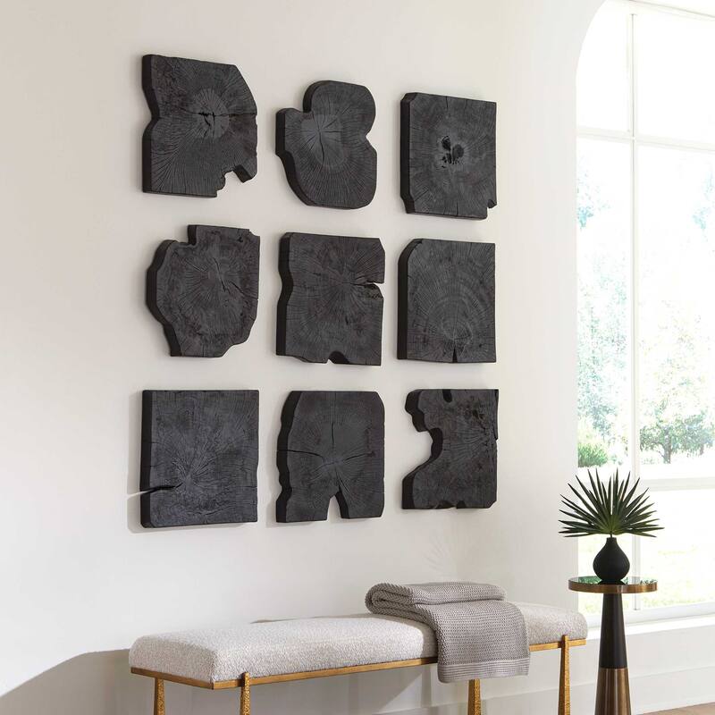 Uttermost Bahati Black Wood Wall Decor (Set of 9) - 16.00" W x 16.00" H x 1.37" D