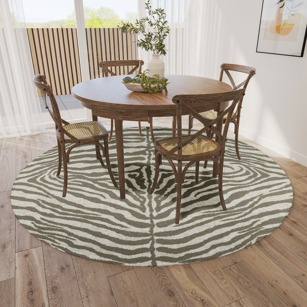 Addison Indoor/ Outdoor Safari Zebra Animal Print Washable Area Rug