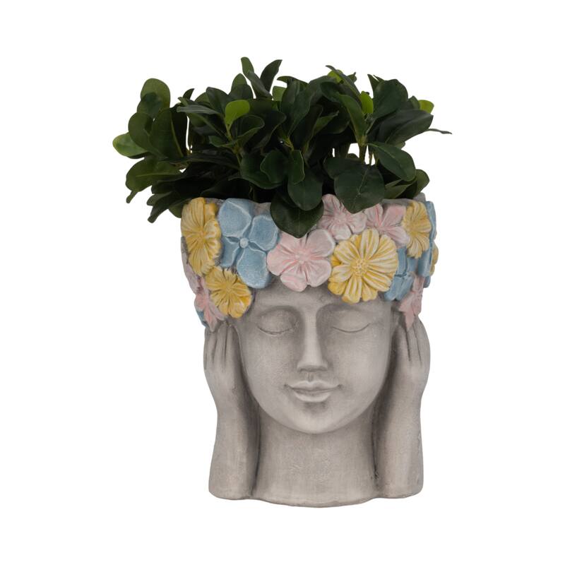 Unique Bust Style Resin Planter or Flower Pot with Crown Detail