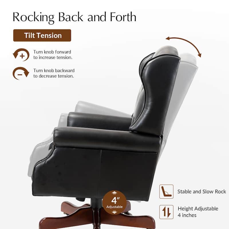 Maximiliano Modern Swivel Executive Chair with Tufted Back by HULALA HOME