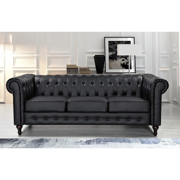 Black chesterfield lounge sales
