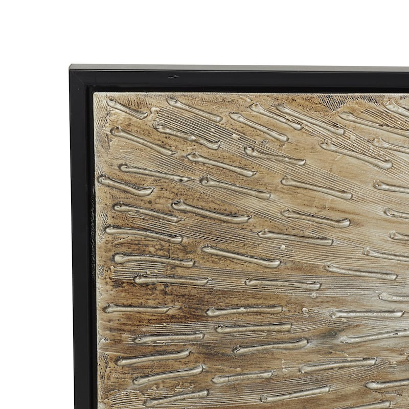 Canvas Starburst Radial Living Room Framed Wall Art with Black or Brown Frame - Brown or Gray - Roche River Decor