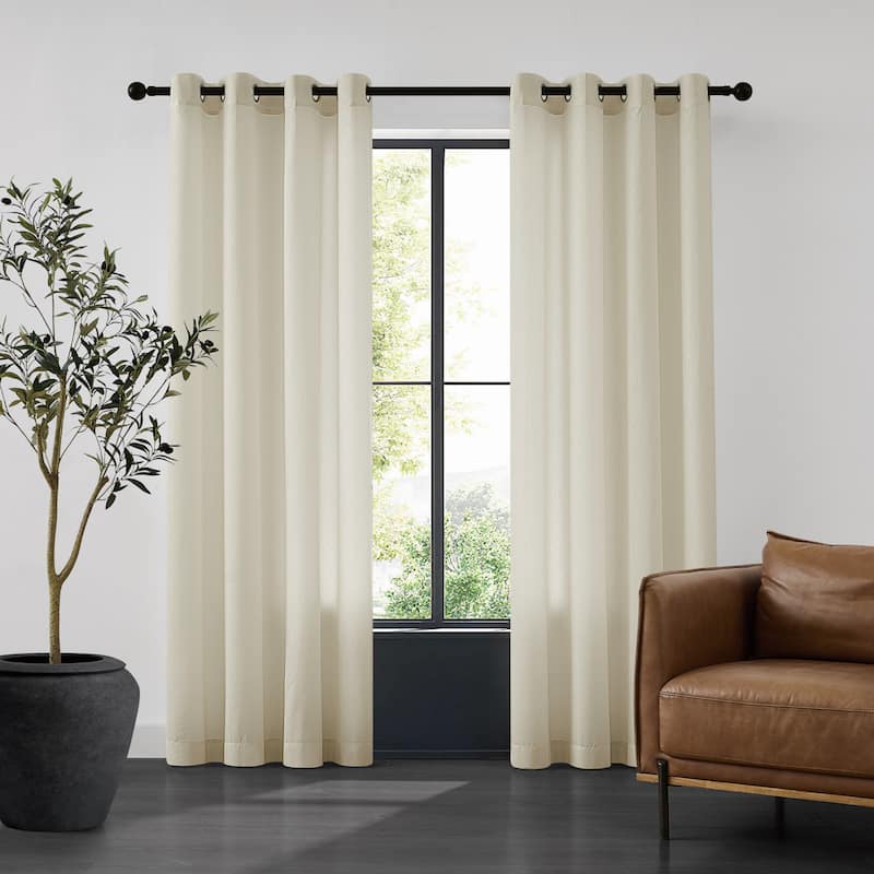 Sheer Barrier Embossed Privacy Panel Pair - (2) 52x84 - Grommet - Ivory
