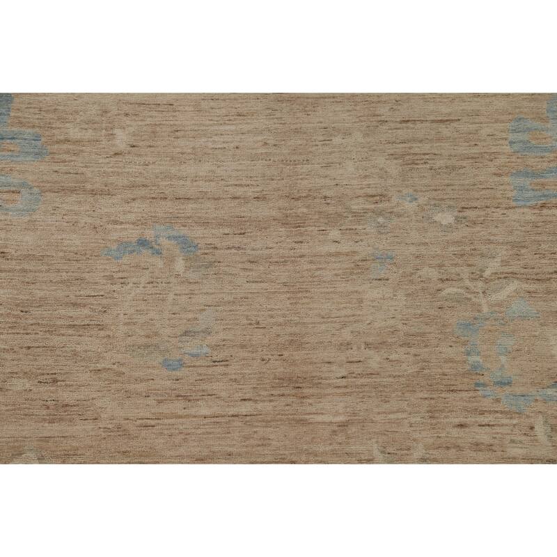 Hand Knotted Oriental 100% Wool Carpet Transitional Abstract Beige & Ivories Oushak Area Rug - 13' 6'' X 9' 7''