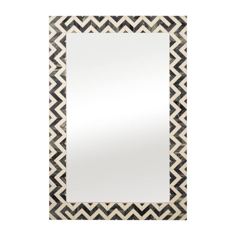 Sagebrook Home Resin Chevron Rectangle Floor or Wall Mirror Gray/White, Rectangle, 36"H - 24.0" x 1.0" x 36.0" - 24.0" x 1.0" x 36.0" - Multi