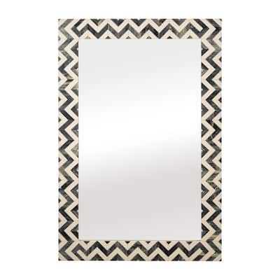 Sagebrook Home Resin Chevron Rectangle Floor or Wall Mirror Gray/White, Rectangle, 36"H - 24.0" x 1.0" x 36.0"