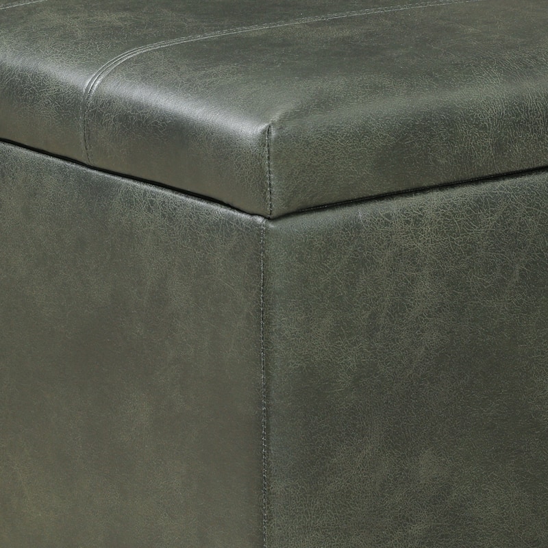 Adeco Faux Leather Storage Ottoman for Living Room Footstool