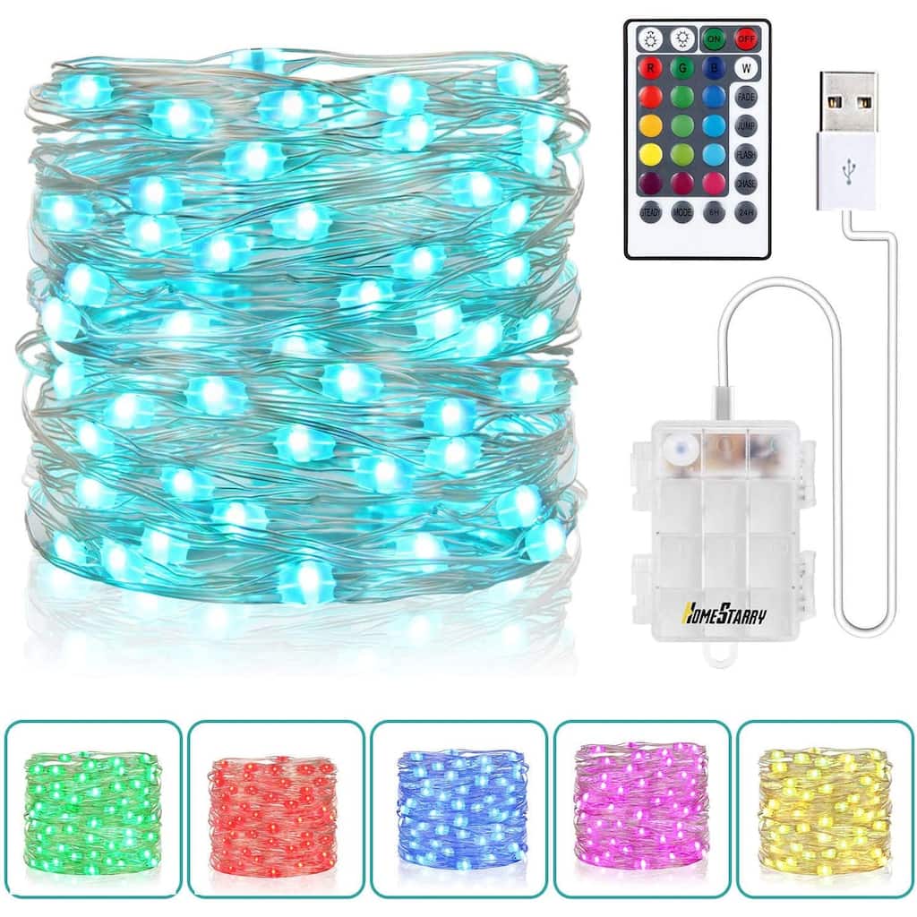 Fairy String Lights Battery Operated & USB Plug-in 33Ft 100 LEDs - Yellow