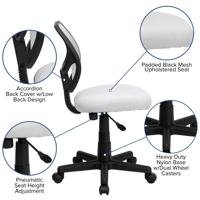 Low Curved Back Mesh Swivel Task Office Chair