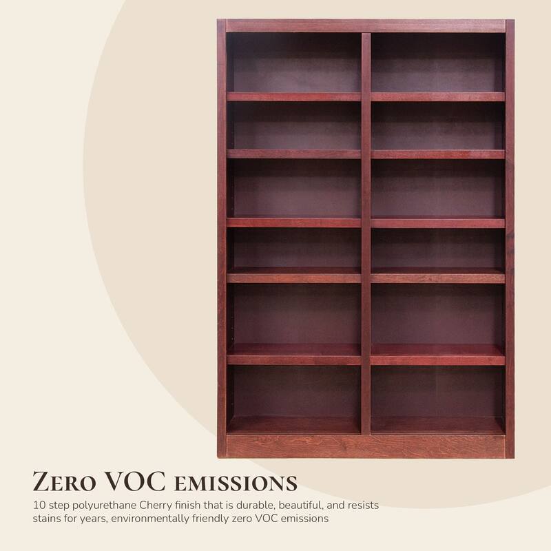 Concepts in Wood Double Wide Wood Bookcase, 12 Shelf, 84 inch Tall