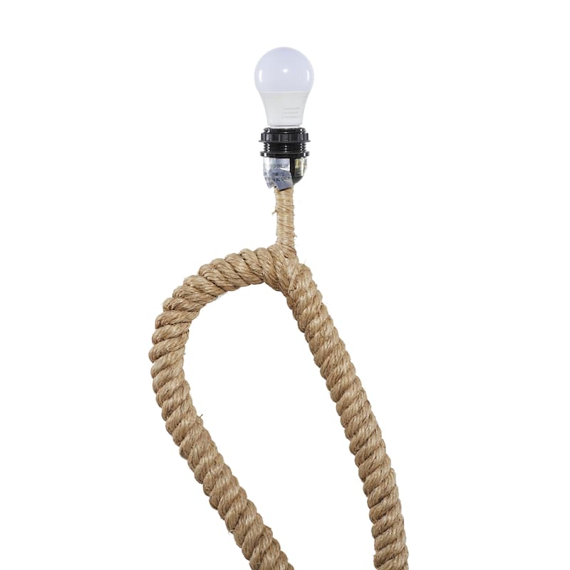 Brown Jute Rope Twisted Rope Room Floor or Table Lamp with Cream Linen Shade