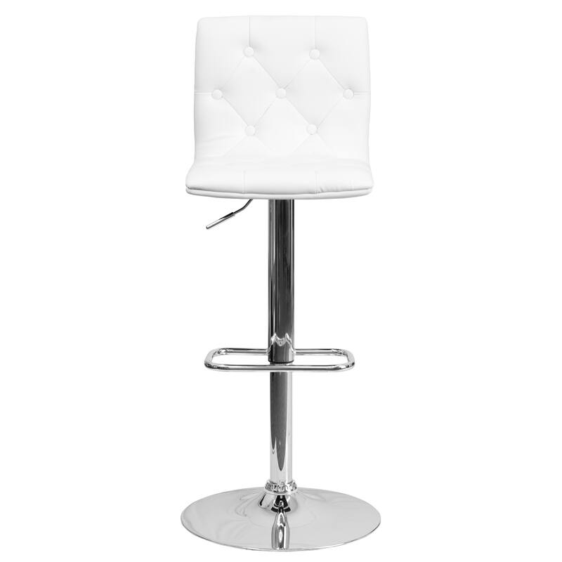 2 Pack Contemporary Button Tufted Adjustable Height Barstool with Chrome Base